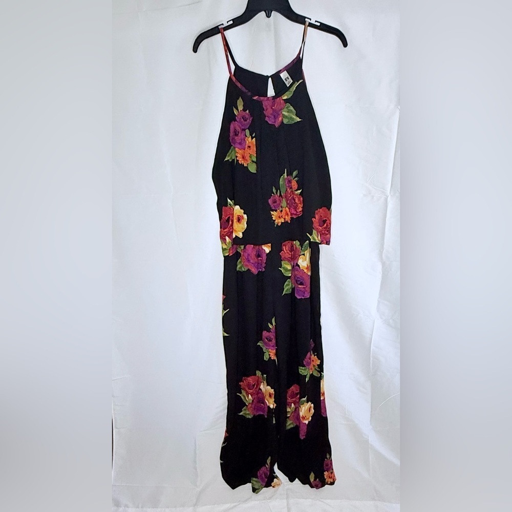 Floral Black Jumpsuit with Vibrant Accents - Picture 1 of 3